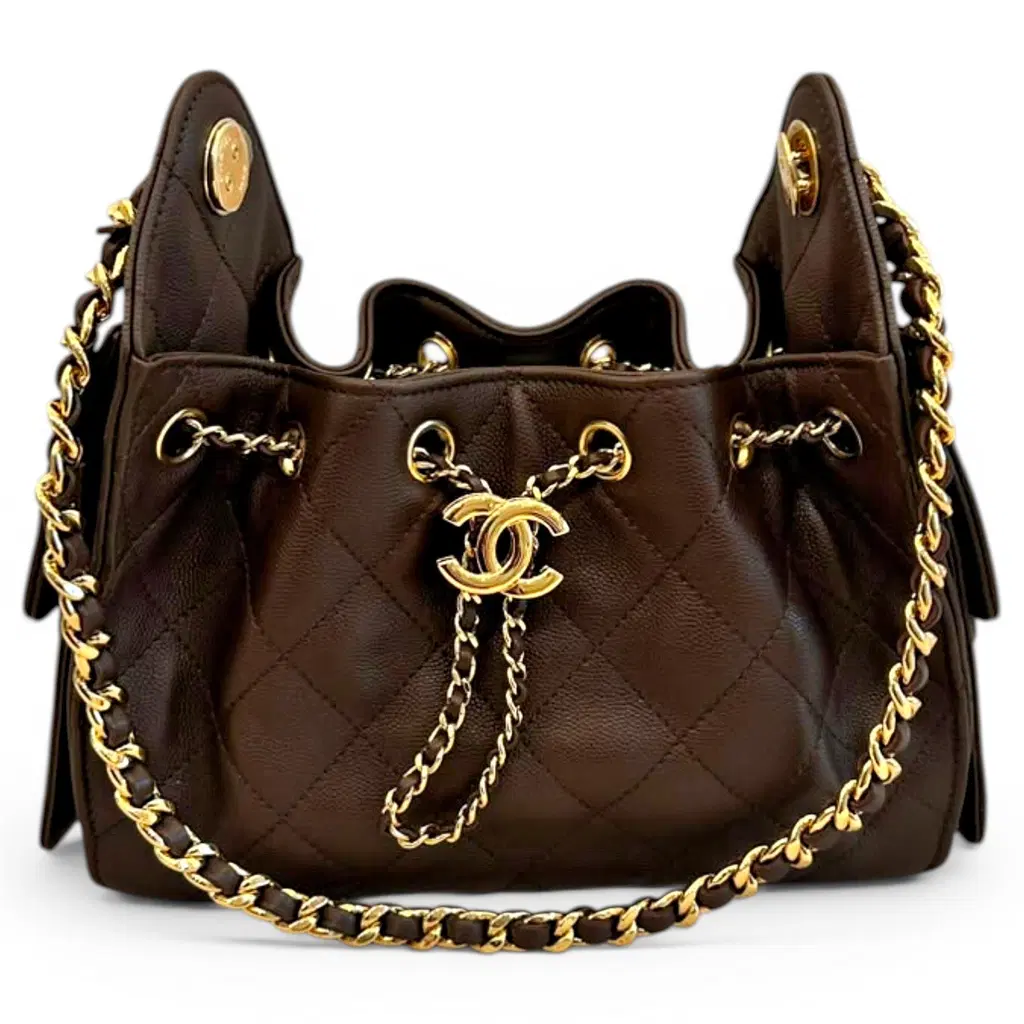 Braune gesteppte Ledertasche
